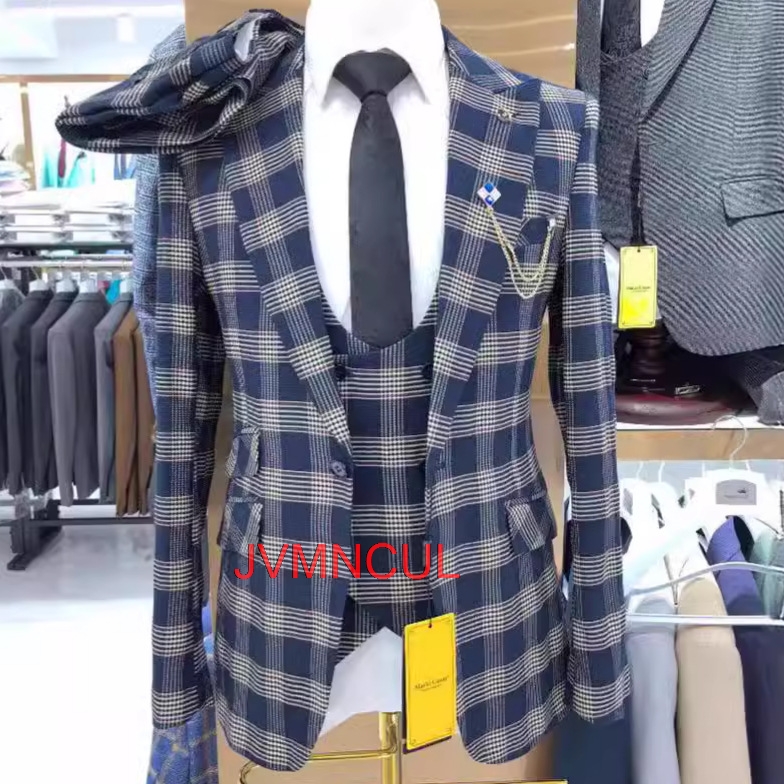 Men'S Formal Wear For Reception - Erkek Renk Bloklu 3 Parçalı Takım