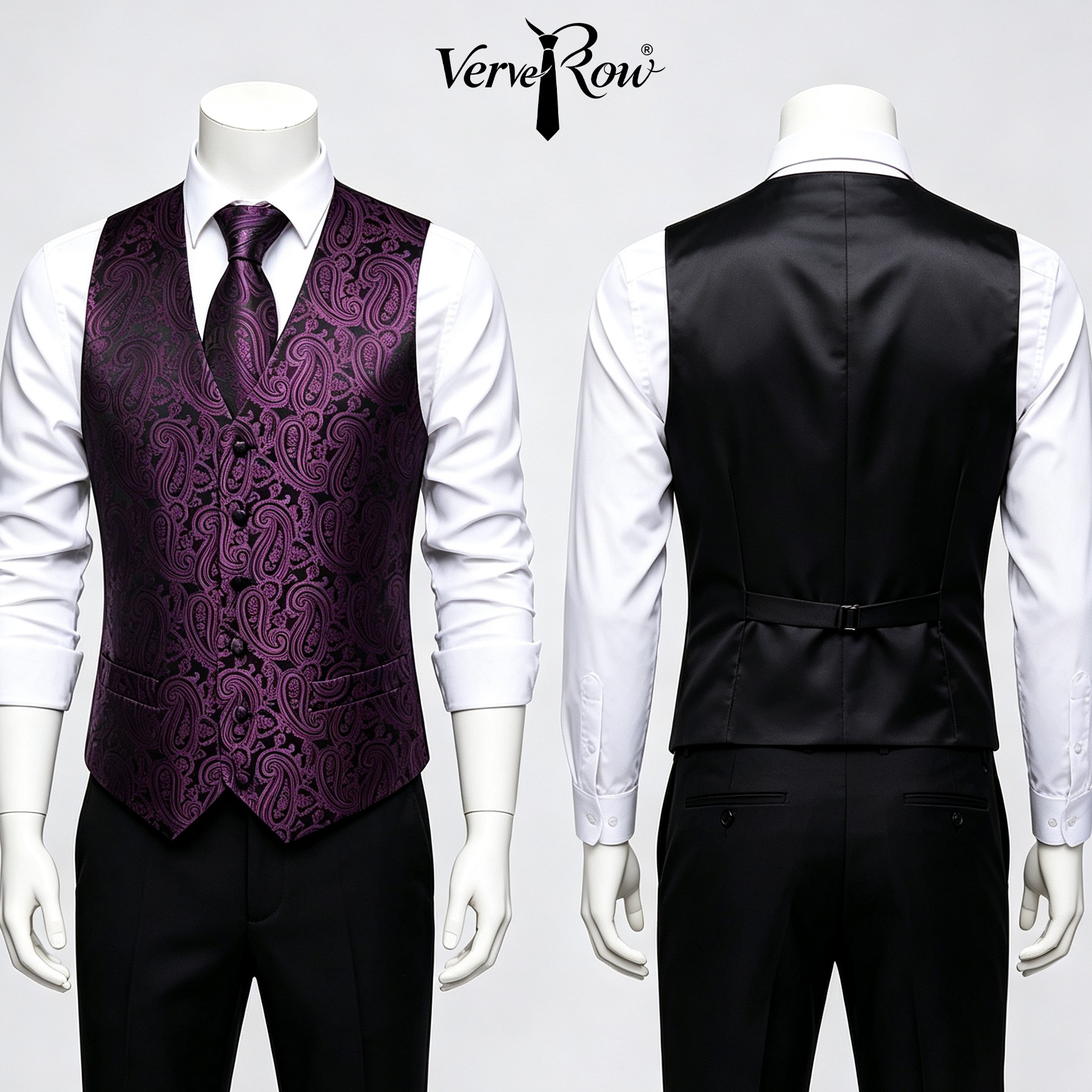 Men Formal Wear Purple - Erkekler Mor Kravat Mendil Üç Parçalı
