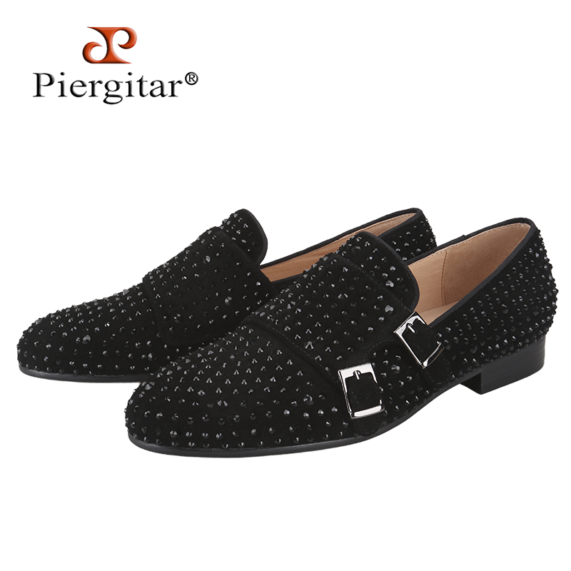 Men'S Style Formal Wear - Piergitar Yeni Siyah Süet Erkek Çift