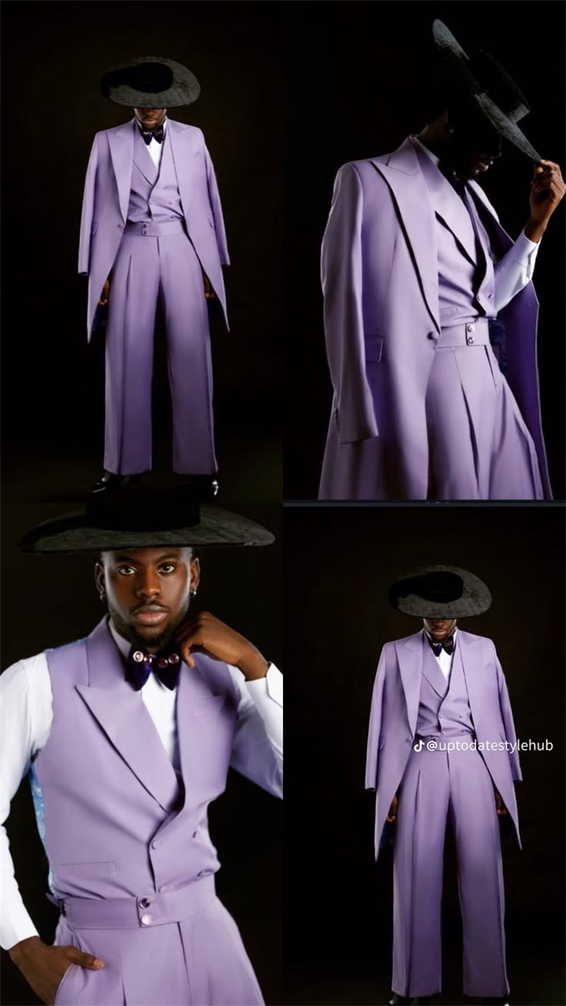 Men Formal Wear Purple - Mor Erkek Takım Elbise Seti 3