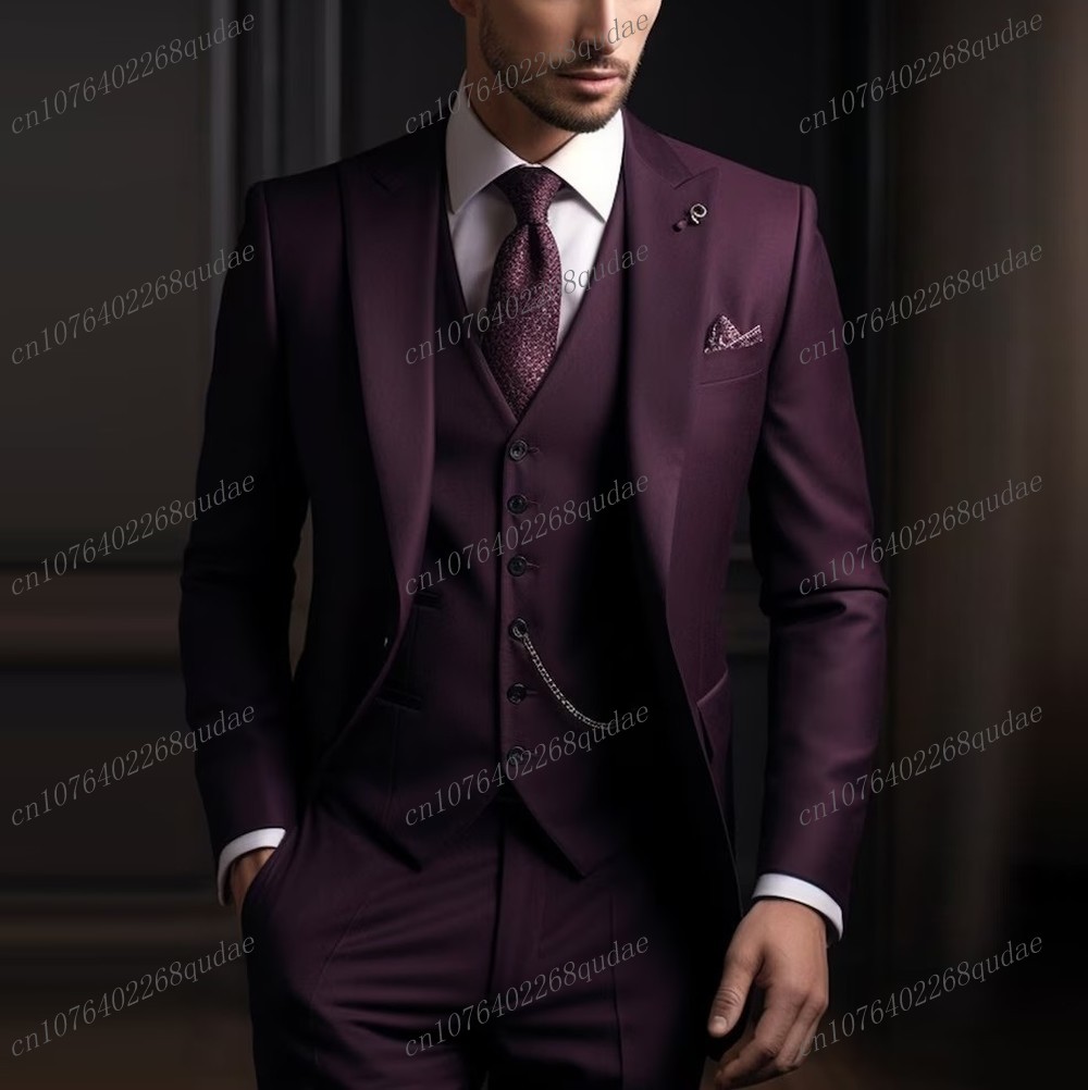 Men Formal Wear Purple - Resmi Koyu Mor Erkek Takım Elbise