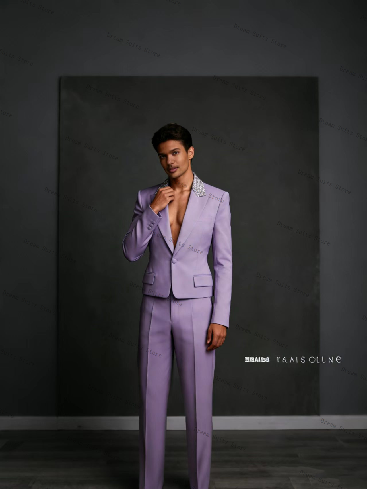 Men Formal Wear Purple - Kristaller Erkek Takım Elbise Seti 2