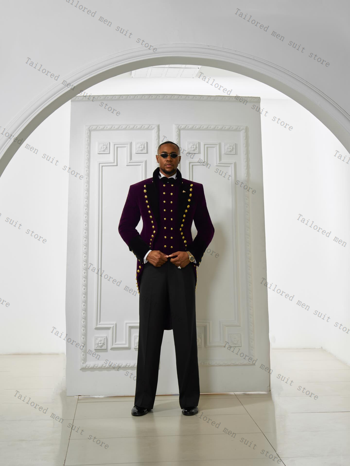 Men Formal Wear Purple - Mor Erkek Takım Elbise Pantolon Seti