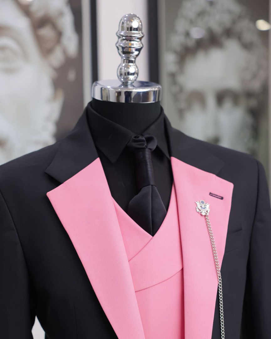Lüks Siyah Pembe Erkek Smokin  - Men Formal Wear Shop incelemesi ve fiyatı