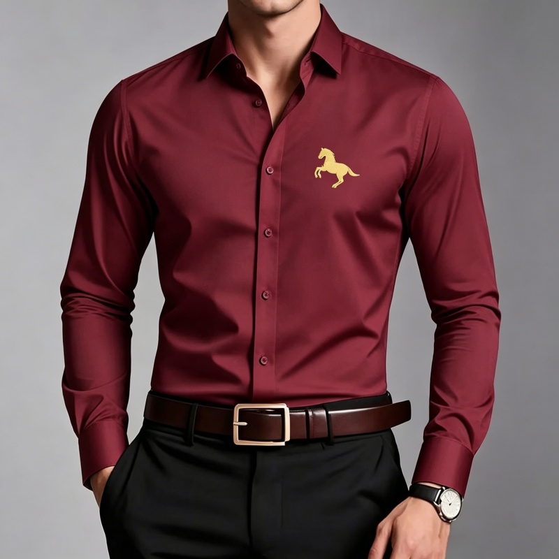 Zarif Altın At Logolu Baskılı  - Men Formal Wear Shop incelemesi ve fiyatı
