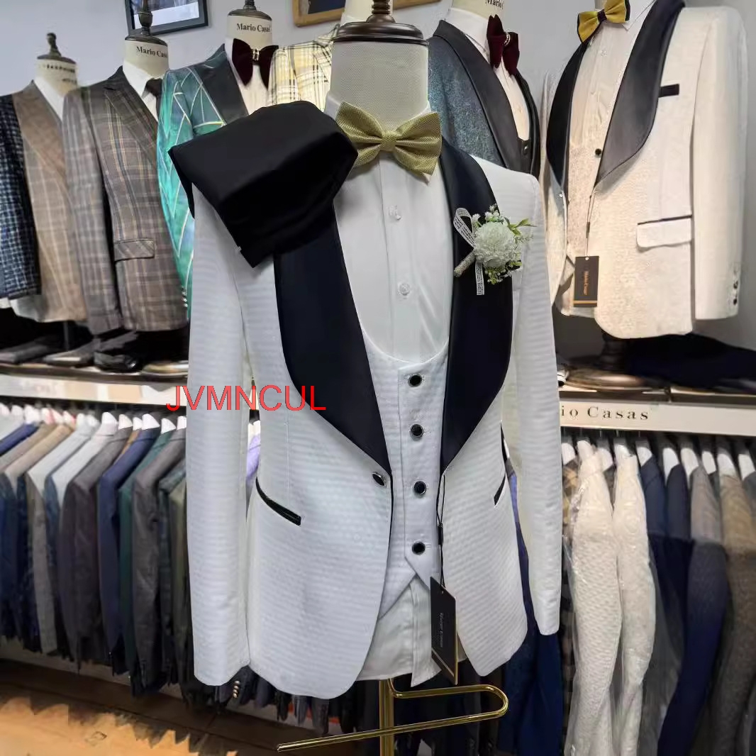 2026 Erkek Beyaz Jakarlı 3 Par - Men'S Formal Wear For Reception incelemesi ve fiyatı